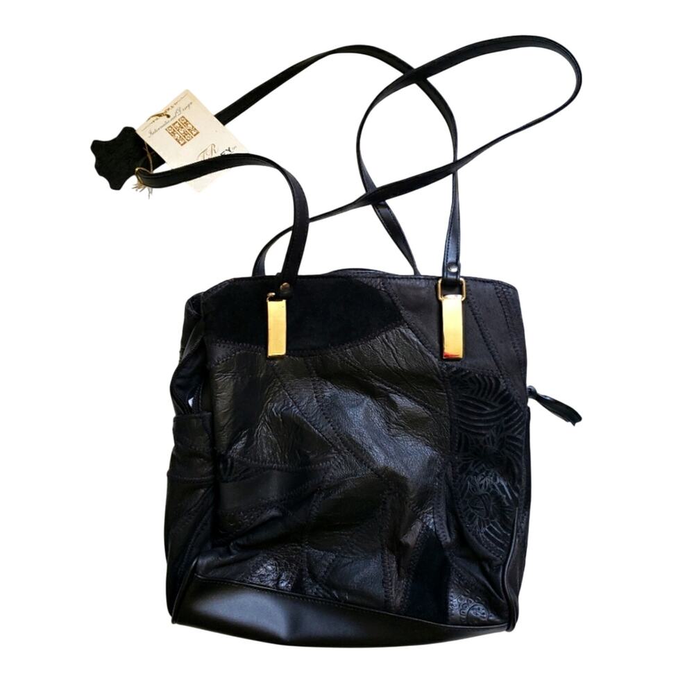 NWT Bentley black leather Vintage patchwork bag